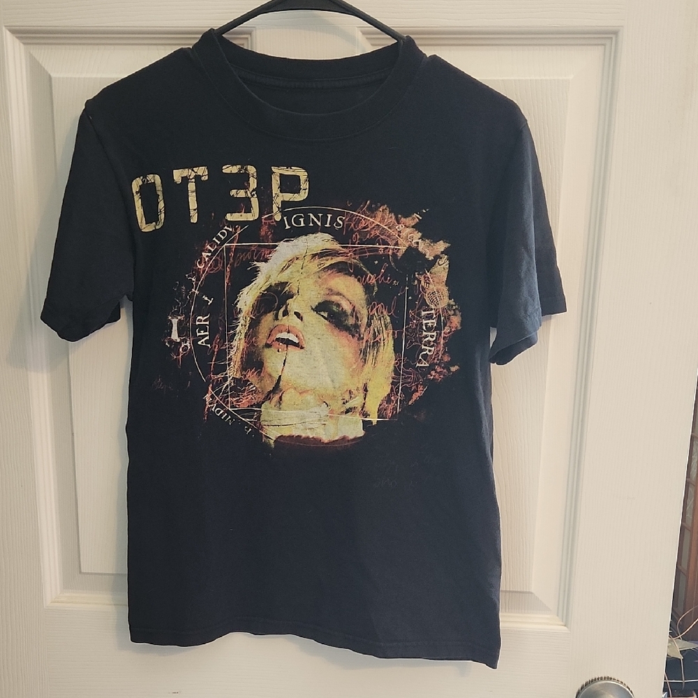 Vintage OTEP Hot Topic Black Short Sleeve Tee with Graphic Design